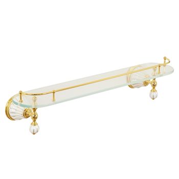 Товар: OLIVIA Полка c галереей, L60 см, стекло/керамика белая с золотым декором, золото 17526 - фото 1 OLIVIA Полка c галереей, L60 см, стекло/керамика белая с золотым декором, золото 17526 — фото 1, Полки для ванной и душа