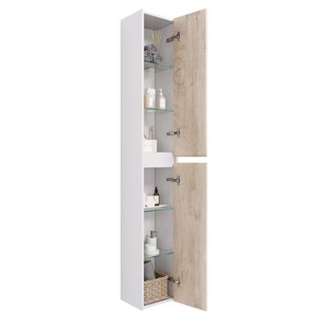 Товар: Пенал SLIM, 30 см, подвесной/напольный, универсальный, 2 дверцы, 4 стеклянные полки, белый глянец / дуб кантри, Dreja 99.0504 - фото 3 Пенал SLIM, 30 см, подвесной/напольный, универсальный, 2 дверцы, 4 стеклянные полки, белый глянец / дуб кантри, Dreja 99.0504 — фото 3, Пеналы для ванной комнаты