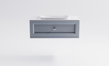 Тумба Классик 100 с 1ящ NCS S 3005-R80B мат. с раковиной Ретро бел гл. и столешницей Solid бел гл. 4631177714177 — фото 1, Тумбы с раковиной