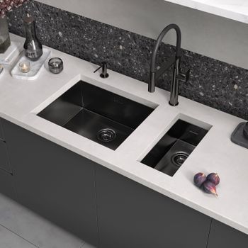 Кухонная мойка Reflexion Iseo RX2265BL оружейная сталь — фото 8, Кухонные мойки