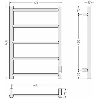 Товар: Полотенцесушитель электрический Стилье Формат 27 600х400 правый Матовый белый 30528-6040 - фото 4 Полотенцесушитель электрический Стилье Формат 27 600х400 правый Матовый белый 30528-6040 — фото 4, Электрические полотенцесушители