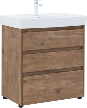 Тумба под раковину Aquanet Nova Lite 75 дуб рустикальный (3 ящика) 00302474 — фото 11, Тумбы под раковину