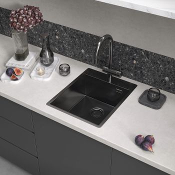 Кухонная мойка Reflexion Iseo RX2265BL оружейная сталь — фото 211, Кухонные мойки