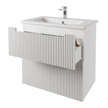 Тумба EUPHORIA, 80 см, подвесная/напольная, 2 ящика, белый матовый 99.2016 — фото 3, Тумбы под раковину