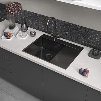 Кухонная мойка Reflexion Iseo RX2265BL оружейная сталь — фото 336, Кухонные мойки