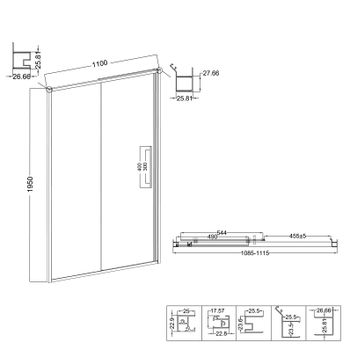 Дверь в нишу Niagara Nova a NG-84-L11CHB (110х195) черный матовый,раздвижная влево,стекло шиншилла,1 место — фото 12, Душевые двери в нишу