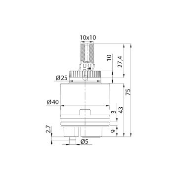 Картридж керамический для смесителя, 40 мм, с ножками, IDDIS (999C40H0SM) — фото 1, Комплектующие для душевого оборудования