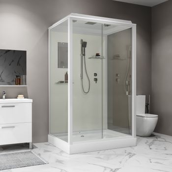 Душевая кабина Niagara Standart ST100/80/15Q (100х80х215) прямоугольник,поддон 15см,распашная,проф.белый,3 места — фото 3, Душевые кабины