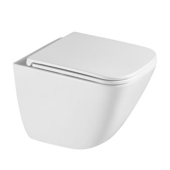 Унитаз ABBER Rechteck AC1220TC подвесной белый, безободковый, смыв торнадо, с закрытым дном — фото 1, Подвесные унитазы