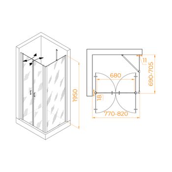 Душевой уголок RGW PA-144 (PA-104+Z-050-2+O-204) 800x700 060814487-11 — фото 1, Душевые уголки