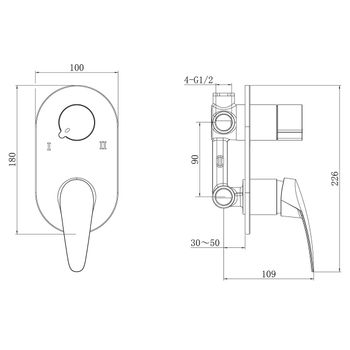 Смеситель Lemark Linara LM0427C для ванны и душа, встраиваемый — фото 1, Смеситель для душа