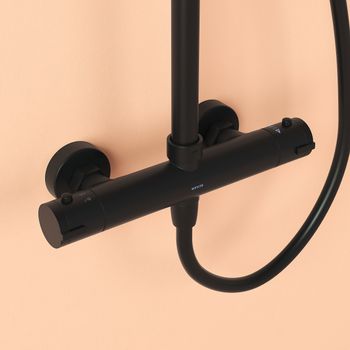 Душевая стойка SANCOS KANEDO с термостатом с верхним душем 248x248 мм ручным душем 110 мм 4 режима черный матовый SC7100MB — фото 5, Душевые стойки