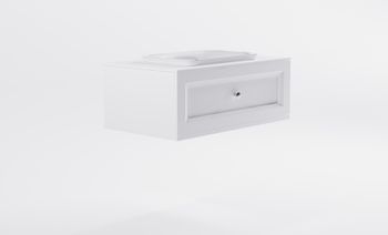 Товар: Тумба Классик 90см 1ящ белый мат., раковина Ретро бел глянц, столешница Solid белый мат. 4631177715594 - фото 3 Тумба Классик 90см 1ящ белый мат., раковина Ретро бел глянц, столешница Solid белый мат. 4631177715594 — фото 3, Тумбы с раковиной