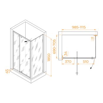 Товар: Душевой уголок RGW PA-44 (PA-02 + Z-050-1) 1000x700 41084407-011 - фото 1 Душевой уголок RGW PA-44 (PA-02 + Z-050-1) 1000x700 41084407-011 — фото 1, Душевые уголки