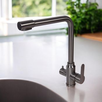 BOND Smart B65-0477 Смеситель для кухни под фильтр с краном для питьевой воды, графитовый цвет — фото 19, Смесители для кухни