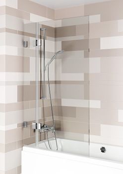 SCANDIC NXT X109 1000x1500 L Черный шторка на ванну, хром RIHO G001149121 — фото 1, Шторки на ванну