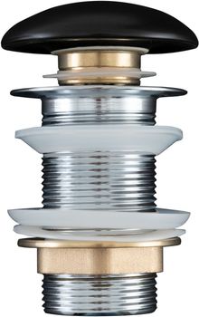 Донный клапан Aquanet черный матовый, без перелива 00330953 — фото 1, Донные клапаны