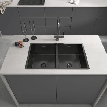 Кухонная мойка Reflexion Iseo RX2265BL оружейная сталь — фото 176, Кухонные мойки