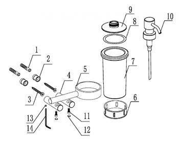 Диспенсер с держателем ABBER Osten 316 AA1859BST сталь брашированная — фото 2, Диспенсеры для жидкого мыла