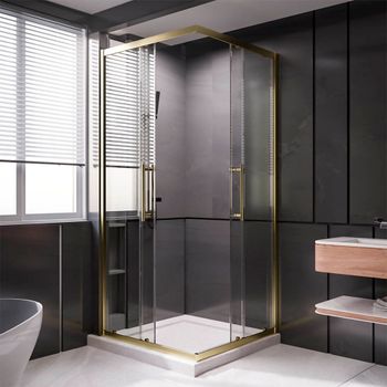 Душевой угол Veconi Premium Trento PTC-20G, 1000Х800x2000, брашированное золото, стекло прозрачное PTC20-G-10080-01-C4 — фото 2, Душевые уголки