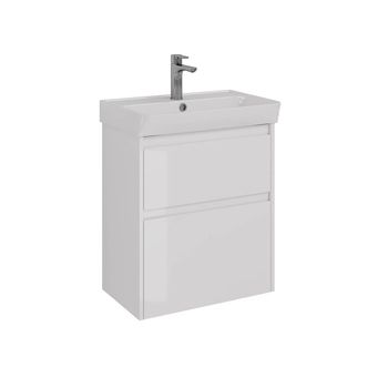 Тумба Lemark COMBI 60 см под 1 раковину, подвесная/напольная, 2 ящика, цвет корпуса, фасада: Белый г LM03C60T — фото 7, Тумбы под раковину