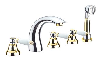 Смеситель на борт ванны Fiore COLONIALE 02CO0608, хром/золото — фото 1, Смесители на борт ванны