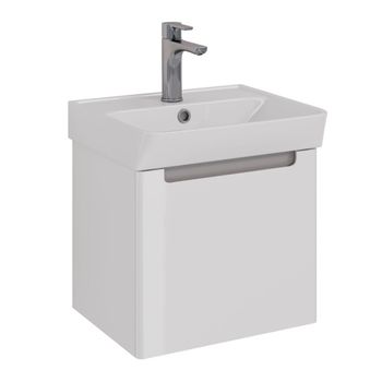 Тумба Lemark BUNO MINI 45 см под 1 раковину, подвесная, 1 ящик, цвет планки: Серый, цвет корпуса, фа LM05BM45T — фото 6, Тумбы под раковину