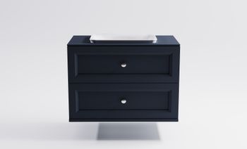 Тумба Классик 90см 2ящ RAL7024 мат., раковина Ретро бел глянц, столешница Solid в цвете 4631177715822 — фото 1, Тумбы с раковиной