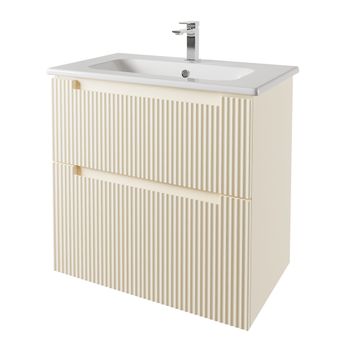 Тумба EUPHORIA, 80 см, подвесная/напольная, 2 ящика, бежевый матовый 99.2019 — фото 3, Тумбы под раковину