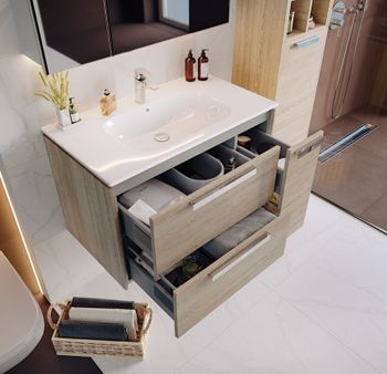 LAGO Тумба под раковину VICTORIA 80, светлый дуб, ROCA 7857296444 — фото 2, Тумбы под раковину