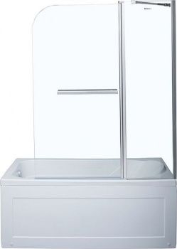 Шторка на ванну Aquanet SG-1200, прозрачное стекло — фото 1, Шторы для ванной