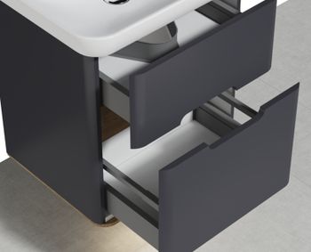 60834 Sento Тумба с раковиной с 2 ящиками 65 см с LED подсветкой цвет матовый антрацит VITRA — фото 1, Мебель для ванной