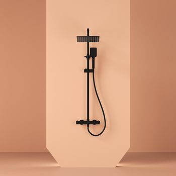 Душевая стойка SANCOS KANEDO с термостатом с верхним душем 248x248 мм ручным душем 110 мм 4 режима черный матовый SC7100MB — фото 9, Душевые стойки