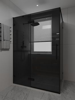 Душевой угол распашной Veconi Premium Alassio SP BB, 1300х800x2000, черный матовый, стекло черное AL-SP-13080-00-BB-C4 — фото 1, Душевые уголки