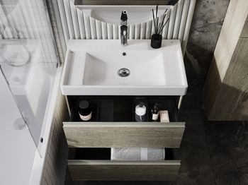 ONA Модуль для раковины 800 мм, 785x450x565 мм, с 2 ящиками, светлый дуб, ROCA A857630512 — фото 12, Тумбы под раковину