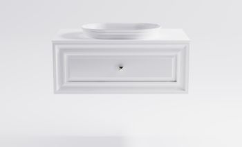 Тумба Шарм 90см 1ящ белый матовый, раковина Шарм бел глянец и столешницей Solid бел матовый 4631177715112 — фото 2, Тумбы с раковиной