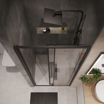 Товар: Дверь в нишу Niagara Nova NG-84-10AB (100х195) черный матовый,стекло прозрачное,дверь раздвижная,1 место - фото 6 Дверь в нишу Niagara Nova NG-84-10AB (100х195) черный матовый,стекло прозрачное,дверь раздвижная,1 место — фото 6, Душевые двери в нишу