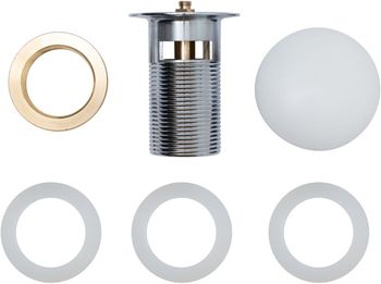 Донный клапан Aquanet белый матовый, с переливом 00333928 — фото 2, Донные клапаны