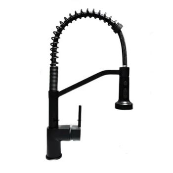 Смеситель для кухни с гибким изливом и режимом душ Haiba HB73826-7, черный — фото 1, Смесители для кухни