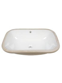 BOND S95-600 Раковина встраиваемая под столешницу 60х40х20см прямоугольная белая с переливом — фото 6, Раковины встраиваемые сверху