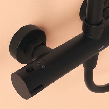 Душевая стойка SANCOS KANEDO с термостатом с верхним душем 248x248 мм ручным душем 110 мм 4 режима черный матовый SC7100MB — фото 6, Душевые стойки