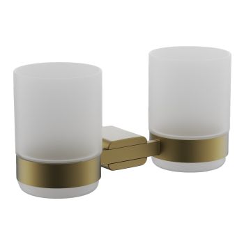 Стакан для ванной комнаты двойной BELZ B90808, брашированное золото — фото 1, Стаканы для зубных щеток