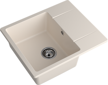 GRANFEST Мойка URBAN 258L 1-чаша+крыло 580*490мм белый арт.GF-UR- 258L белый — фото 1, Кухонные мойки