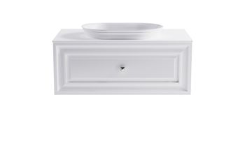 Тумба Шарм 90см 1ящ белый матовый, раковина Шарм бел глянец и столешницей Solid бел матовый 4631177715112 — фото 1, Тумбы с раковиной