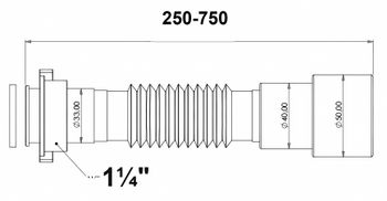 Гофра Bettoserb для раковины/мойки 1 1/4" - 40/50мм 125381 — фото 1, Гофры и отводы