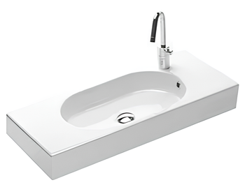 Раковина HATRIA AREA Y0QB01 подвесная или на тумбу с одним отверстием цвет белый — фото 1, Раковины