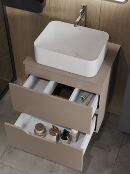 Orange Line Li-60TuLMDF+B02-460W тумба с раковиной подвесная 60 см, латте/белый Li-60TuLMDF+B02-460W — фото 3, Тумбы с раковиной