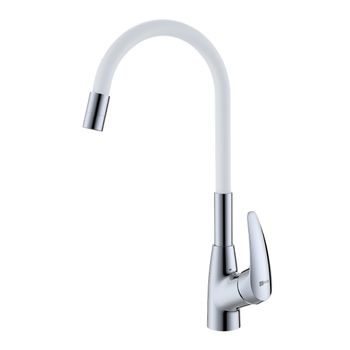 Linara Смеситель для кухни, гиб.излив 261мм, р/ОД, хром/белый, LM, LM0415C-White — фото 1, Смесители для кухни