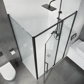 Душевое ограждение Niagara Nova NG-35-11AGR-A80GR-34 (110х80х195) прямоугольник,распашная,графит,стекло прозрачное,2 места — фото 6, Душевые уголки