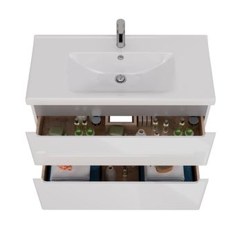 Тумба Lemark BUNO 100 см под 1 раковину, подвесная/напольная, 2 ящика, цвет планки: Серый, цвет корп LM04B100T — фото 2, Тумбы под раковину